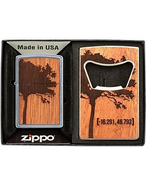 Vžigalnik Zippo 49066 WOODCHUCK USA Lighter & Bottle Opener Gift Set